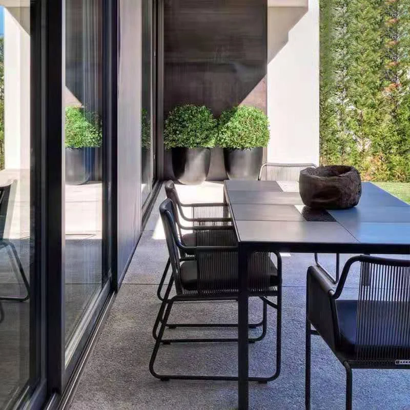 
Outdoor Used Restaurant Rattan Rope Garden Furniture Set Aluminum Armchairs for outdoor dinning set 