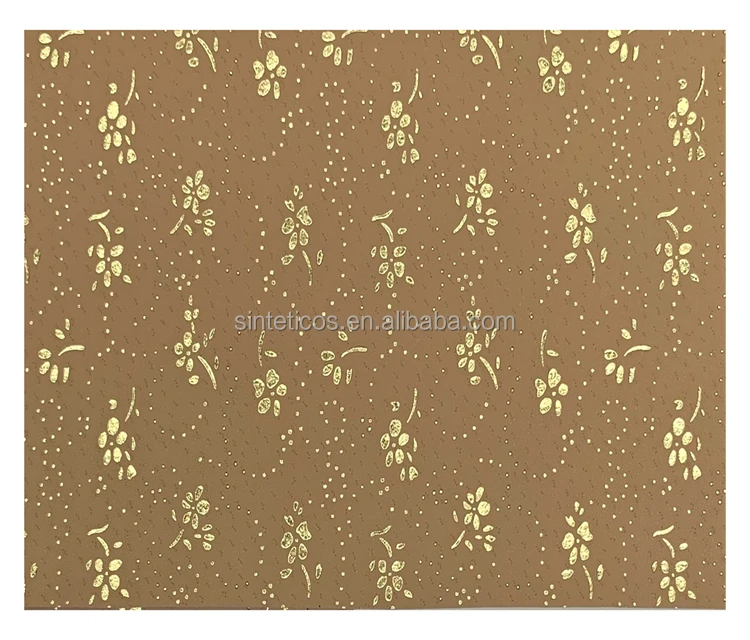 #6A118, PU Synthetic Leather Clover Stamping for Shoes Lining, Nonwoven Backing (PU Sinteticos, Cuero Sinteticos Para Forro)