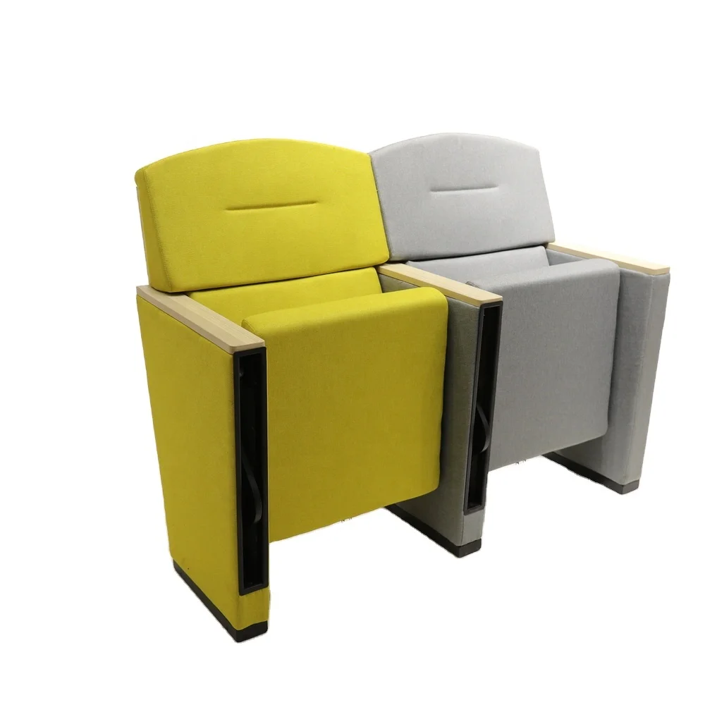 Theater Furniture Plywood Folding Auditorium Church Seating With Writing Table