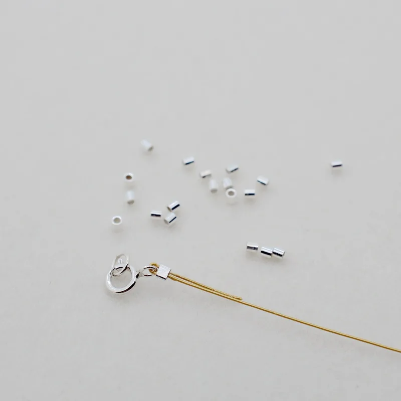 S925 pure silver positioning tube positioning bead steel wire fishing line clamp flat fixing material DIY handmade jewelry
