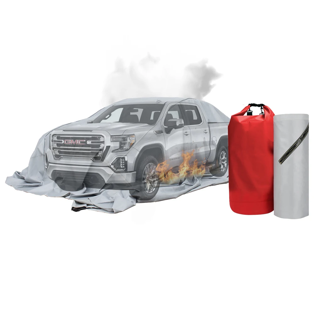 Factory Wholesale 6 x 8 meters car fire blanket hook Vehicle fire blanket for wildfire protection
