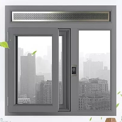 
cheap office reception aluminium sliding glass window aluminum alloy tempered glass double lowEs glazed New-Ventilation System 