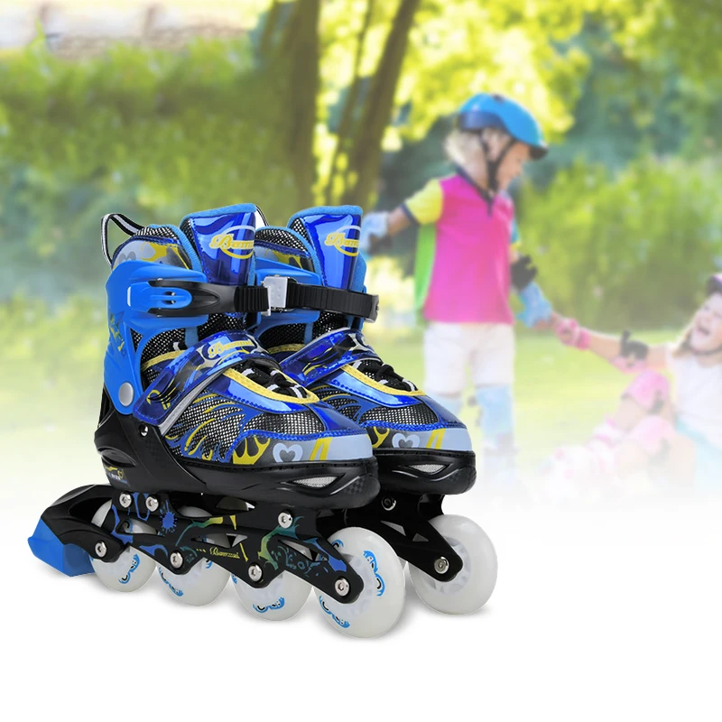 4 Wheels Waterproof Safe Sensitive Brake Cheap Adjustable Portable Flashing Roller Children Kids Pink Inline Skates Shoes