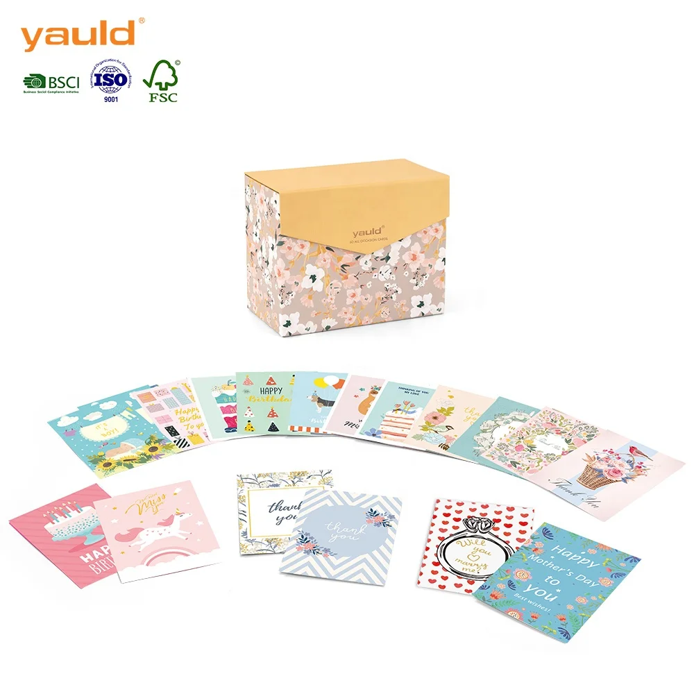 60 Recycled Paper All Occasion Greeting Cards with Envelopes Organizer In Bulk