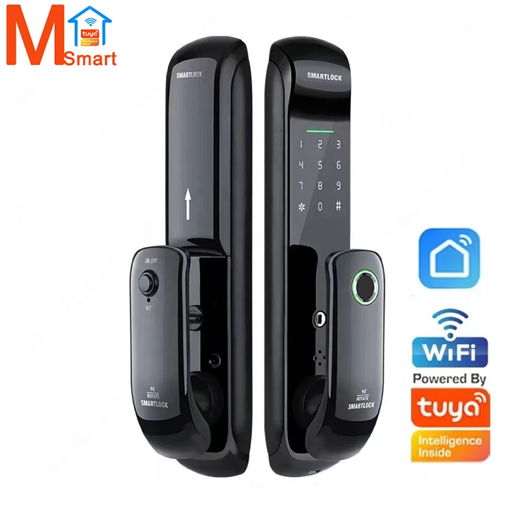 Tuya Digital Keypad Door Lock Biometric Fingerprint Intelligent Digital Push Pull Smart Door Lock with TT