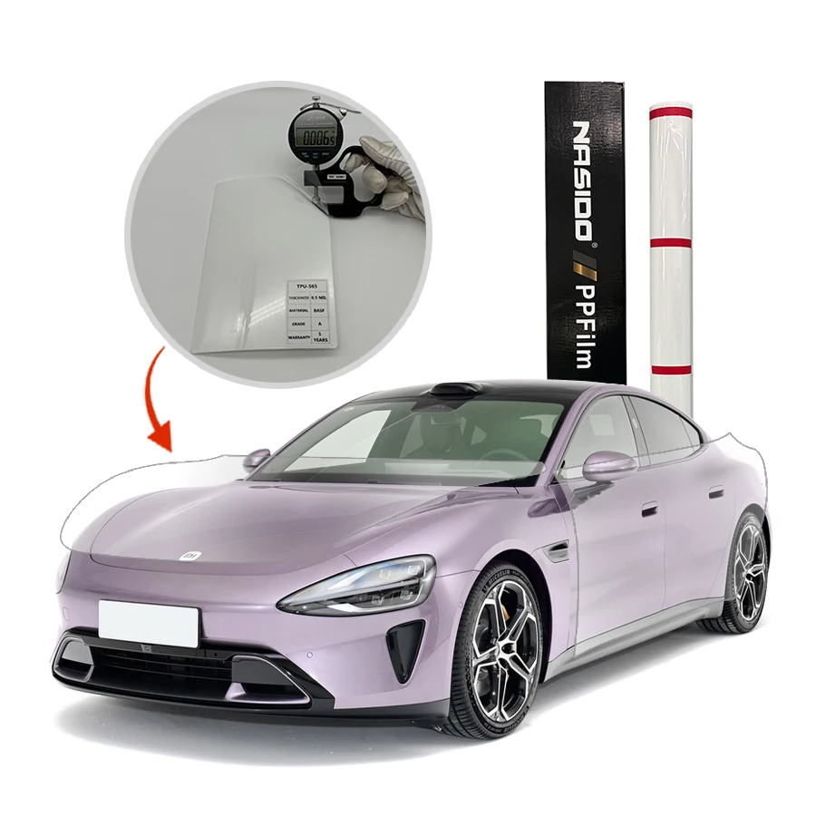 NASIDO TPU 6.5mil High Gloss Clear PPF Protective Film Self-Adhesive Anti-Scratch Body Paint for Cars