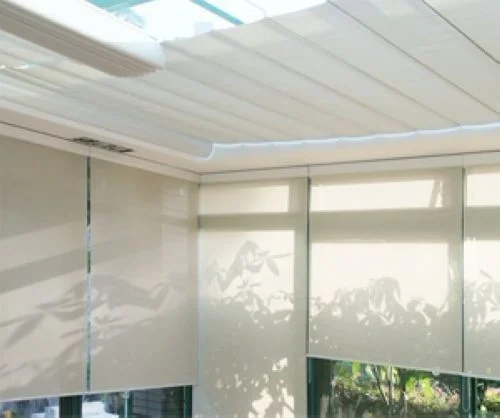 UV proof double layer roller blinds with curtain tubular motor