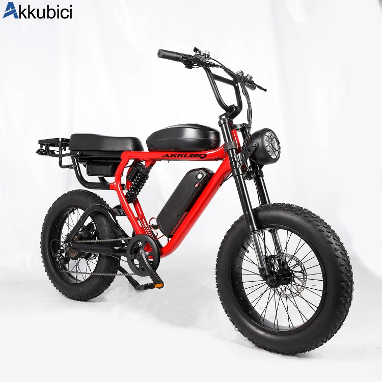 Akkubici bafang 48v 750w 1000w full suspension retro vintage e bike ebike dirt mountain fat tire bicycle electric bike