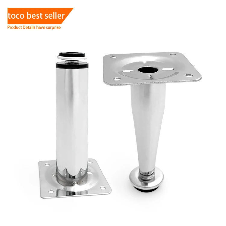 Toco New Design Iron Metal Unique Sofa Bed Leg Furniture Accessories Adjustable Stainless Steel Gold Cabinet Legs Wholesale