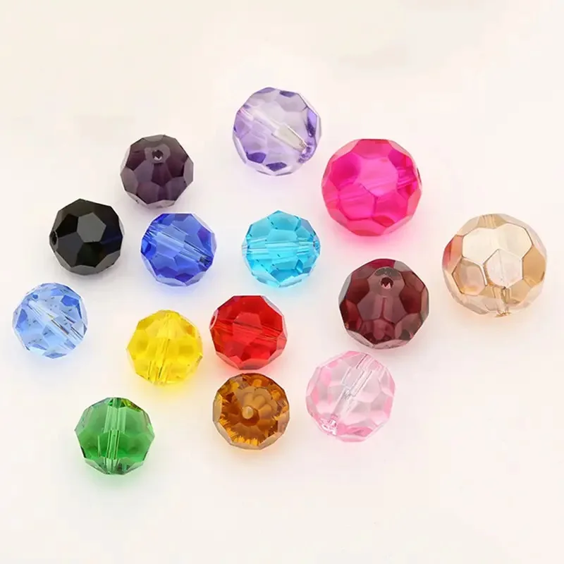 Round 32 Facets 6mm 8mm 10mm 12mm 14mm Faceted Crystal Glass Loose Spacer Beads Wholesale Bulk Lot for Jewelry Making Findings