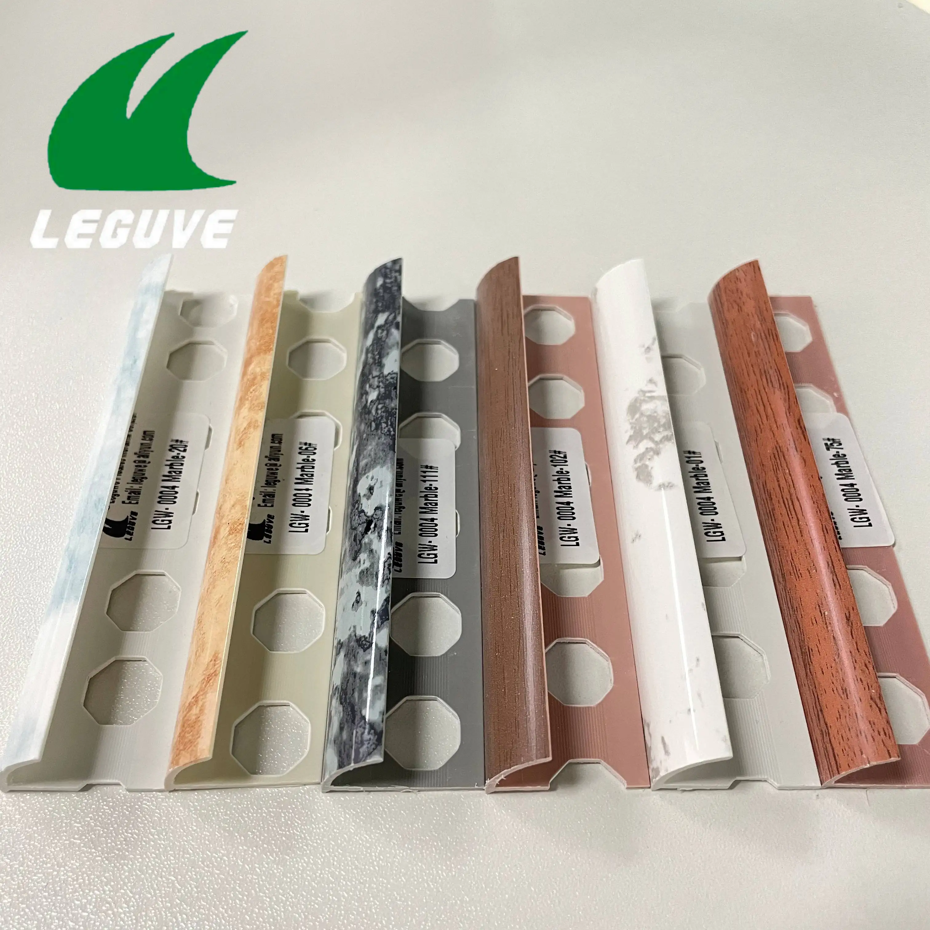 LGW The Most Popular PVC Curved Edge Wall Tiles for ceramic tile corner protection Plastic Tile Trim