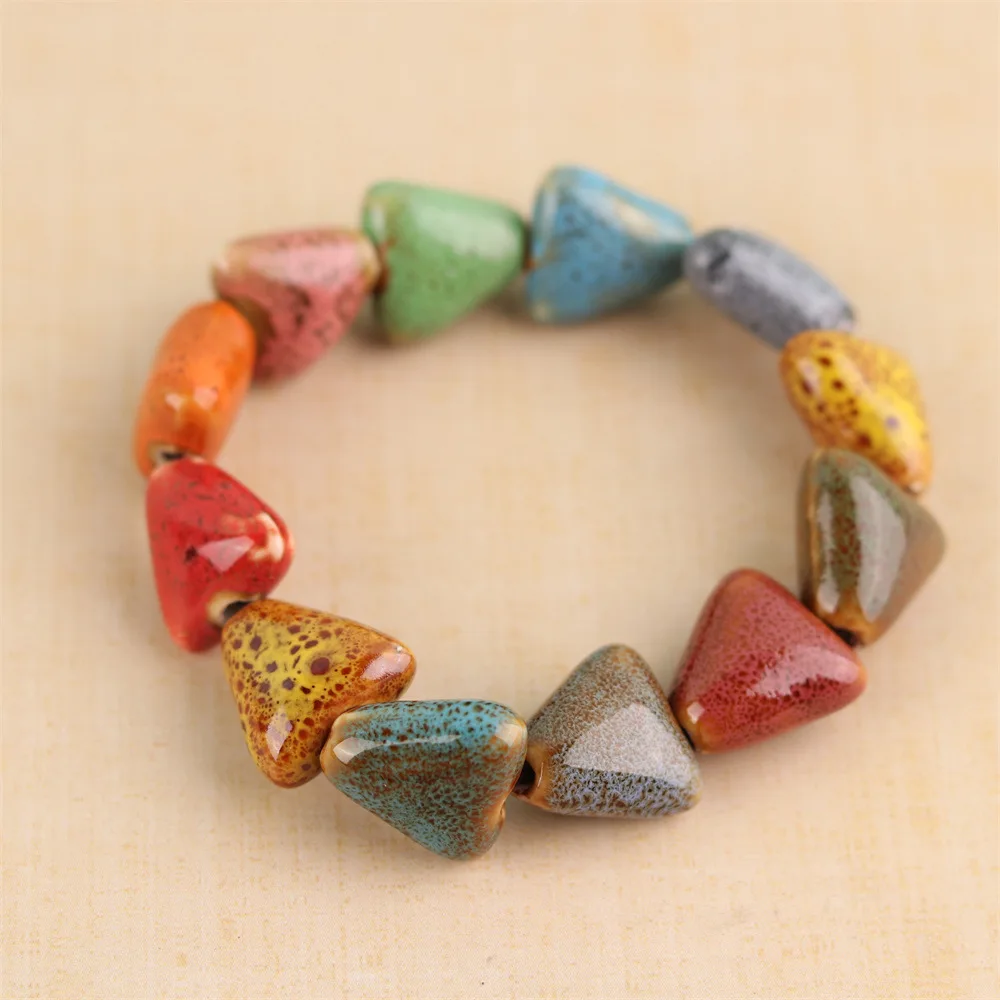 Trendy Ceramic Beads Bracelet Colorful Porcelain Bracelets for Charms Women Men Jewelry Gifts