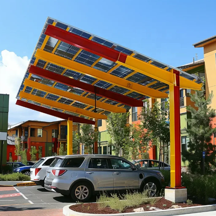 Solar carport mounting structure kit pv frame aluminum parking system For Electric Cars