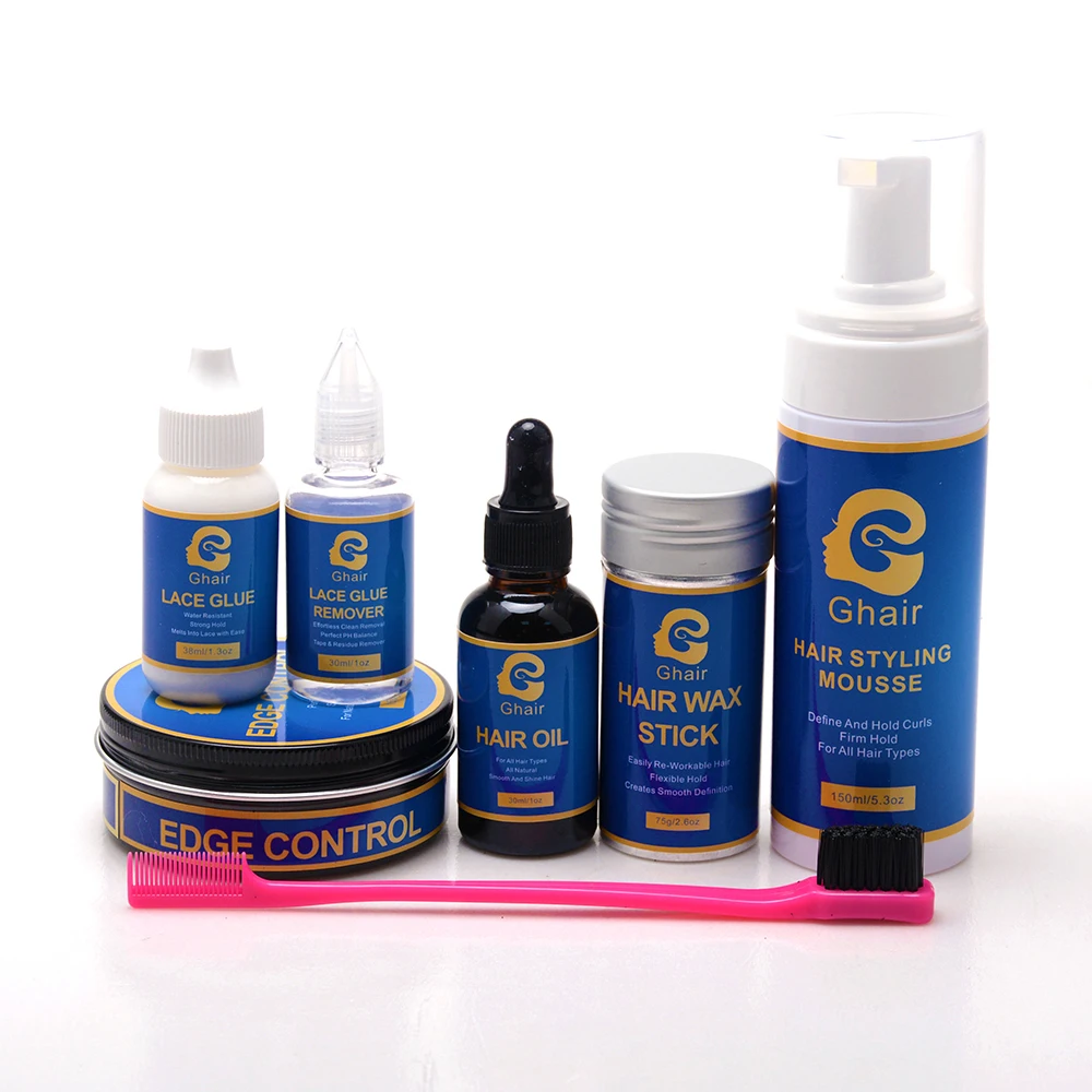 Набор париков OEM логотип под заказ клей для волос снятие клея на шнурке контроль краев стайлинг-мусс, палочка для воска для волос, масляная щетка