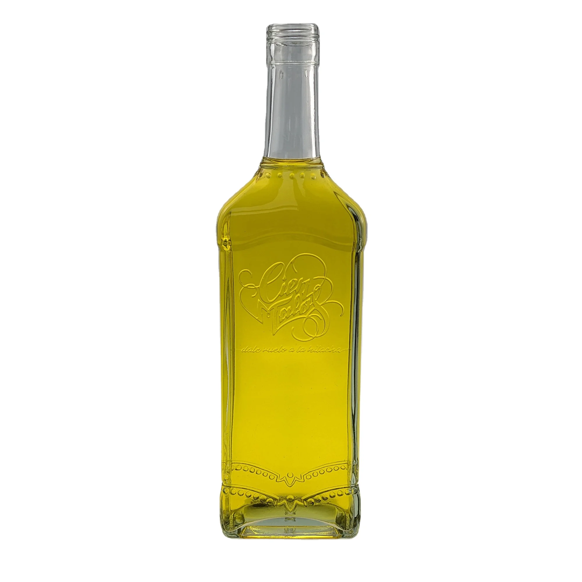 Custom 750ml Clear Transparent Embossed Glass Bottles 1000ml Water/Tequila/Distilled Alcohol Diffuser Cork Screen Printing 375ml
