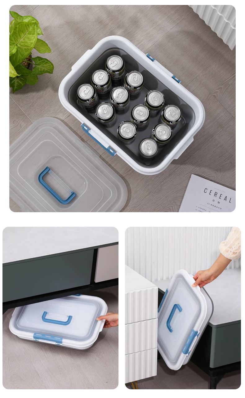 Household portable collapsible multi-function home tissue container with lid plastic box for storing sundries