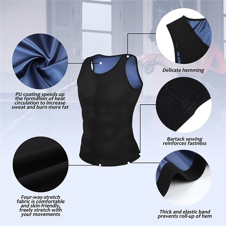 Wholesale Weight Trainer Heat-trapping Polymer Fabric Shape Wear Fitness Vest Thermal Sauna Suit