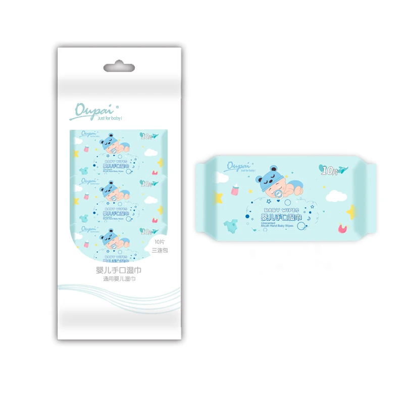 Organic Non-woven Mosquito Repellent Baby Wet Wipes Packing Natural Mini Customized Household Baby Wipes Skin Care 10 Pcs/bag