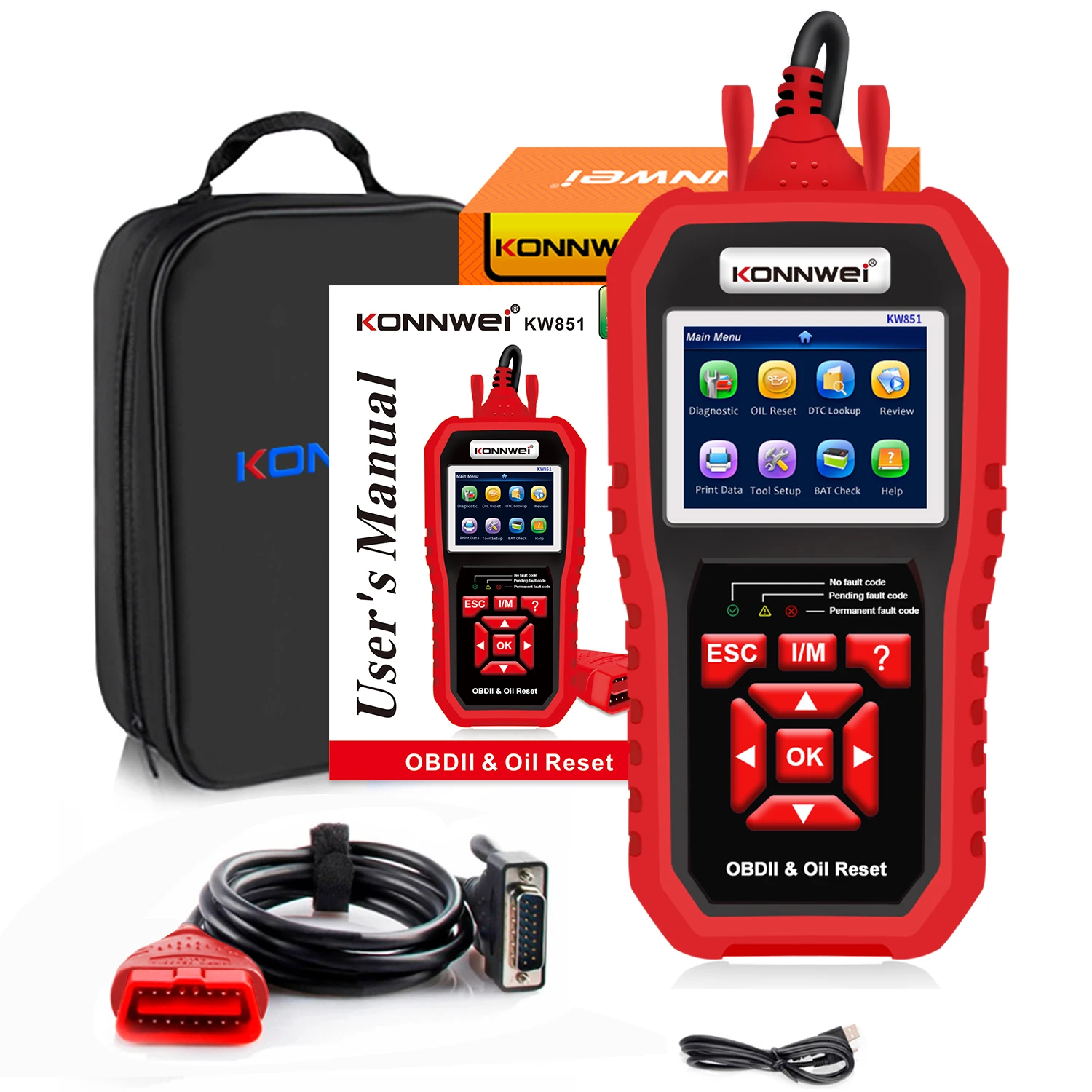 Oil Reset Escaner Automotriz KONNWEI OBD2 EOBD Automotive Car Scanner KW851