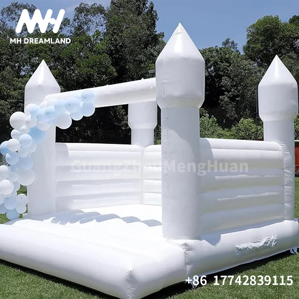 Outdoor Decoration Inflatable White Bounce House Castle Jumping for Wedding Kids Birthday Party Commercial PVC