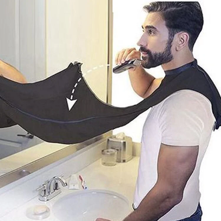 Beard Apron Cape Beard Trimming Bib for Man Shaving Hair Clippings Non-Stick Hair Catcher Grooming Cloth with 2 Suction Cups