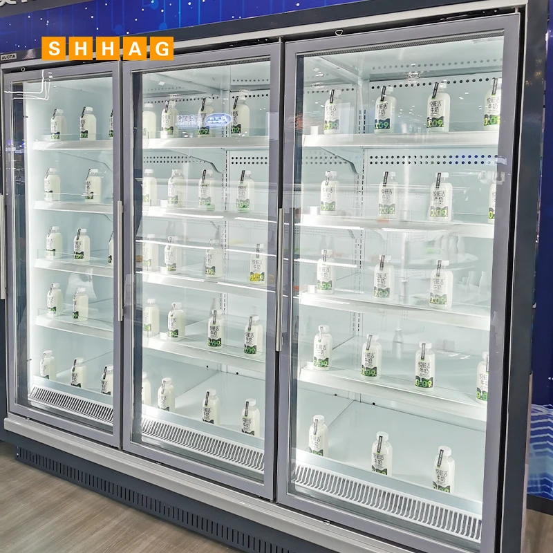 Supermarket Beer Drink Display Glass Door Showcase Freezer Upright Refrigerators Glass Door