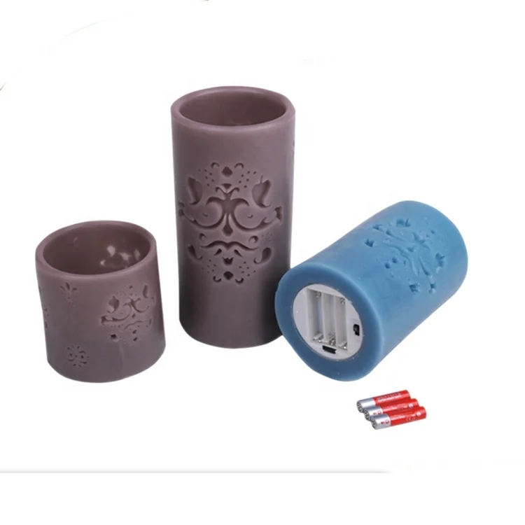 Hollow flower wax carve LED flameless candle wholesale