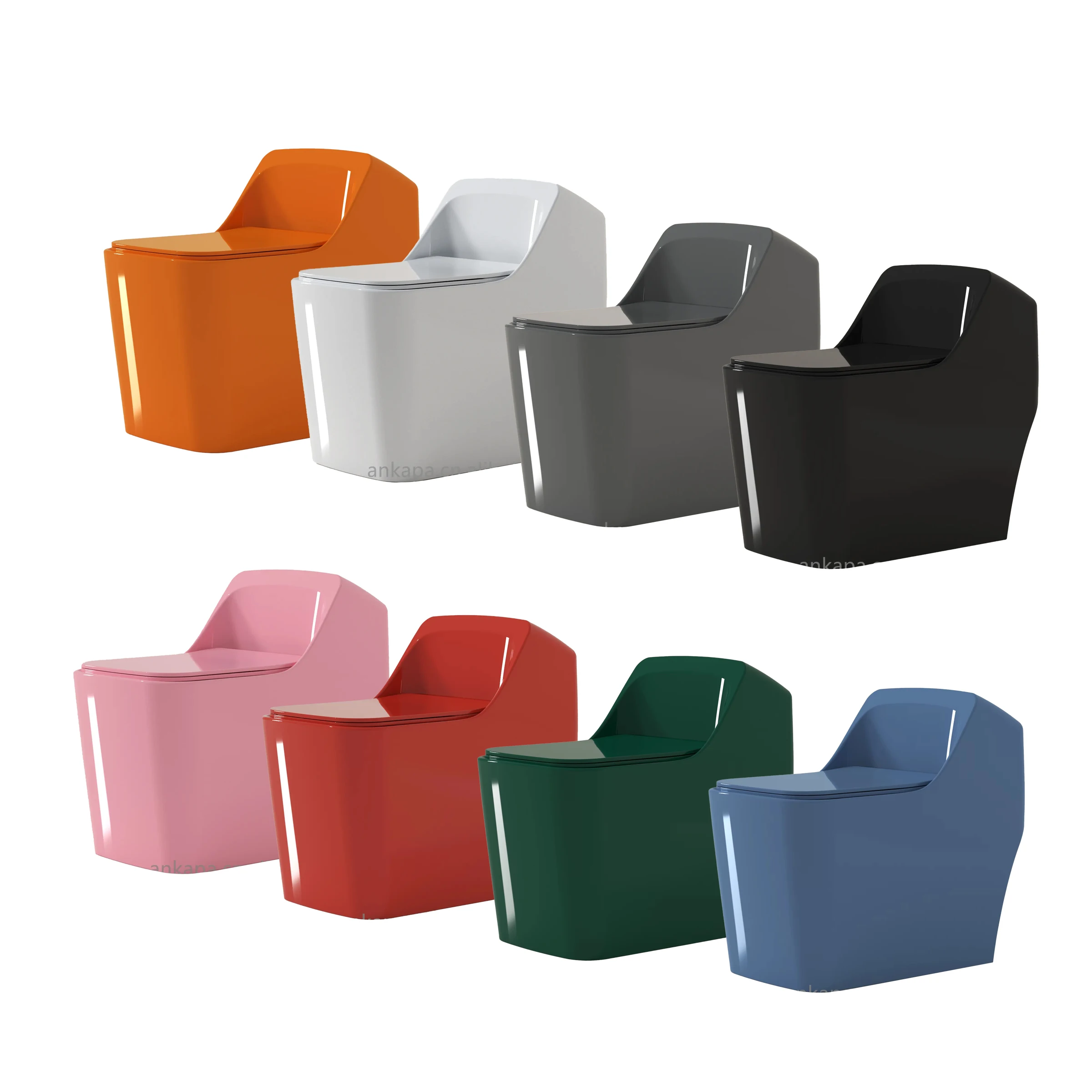 Modern design double flush S-trap siphon integrated ceramic colored toilets square bathroom floor standing toilet