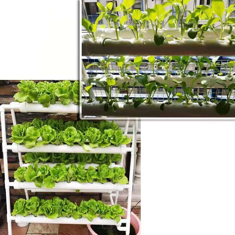 Hydroponics System with 72 Holes Kits,Vertical Hydroponics PVC Pipe Plant Vegetable with 12V Water Pump