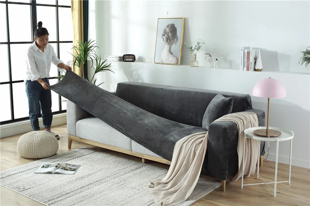 Утолщенной универсальный высокое качество чехол 1/2/3/4 местный диван с обивкой из бархатной ткани, огранка из эластичного материала, чехол для дивана