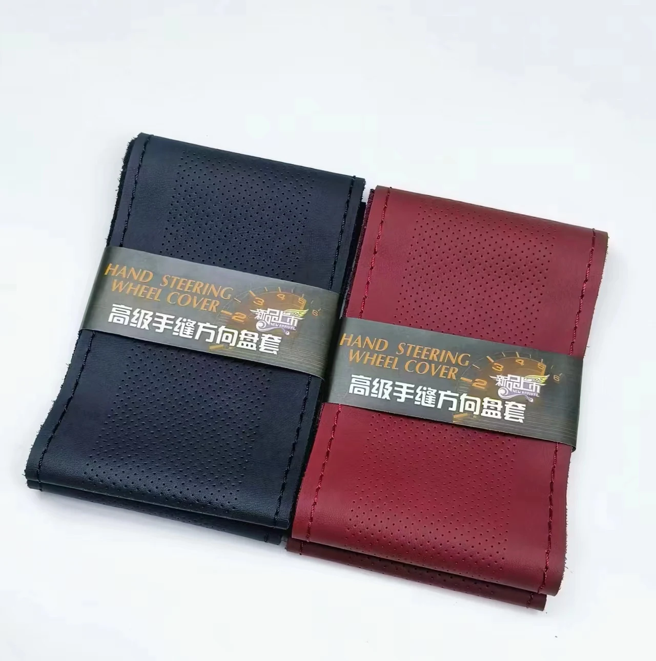 Luxury High Quality leather car steering wheel cover hand stitched  Breathable Absorbent Genuine