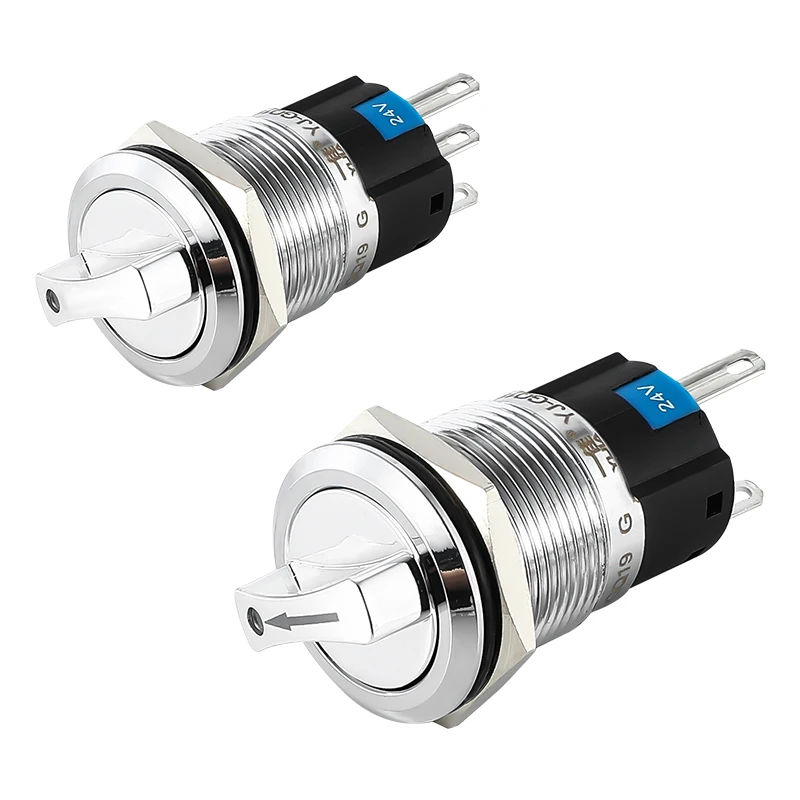 22mm steel dustproof rotary 12v 24v light switch 2/3 positions pin push button switch