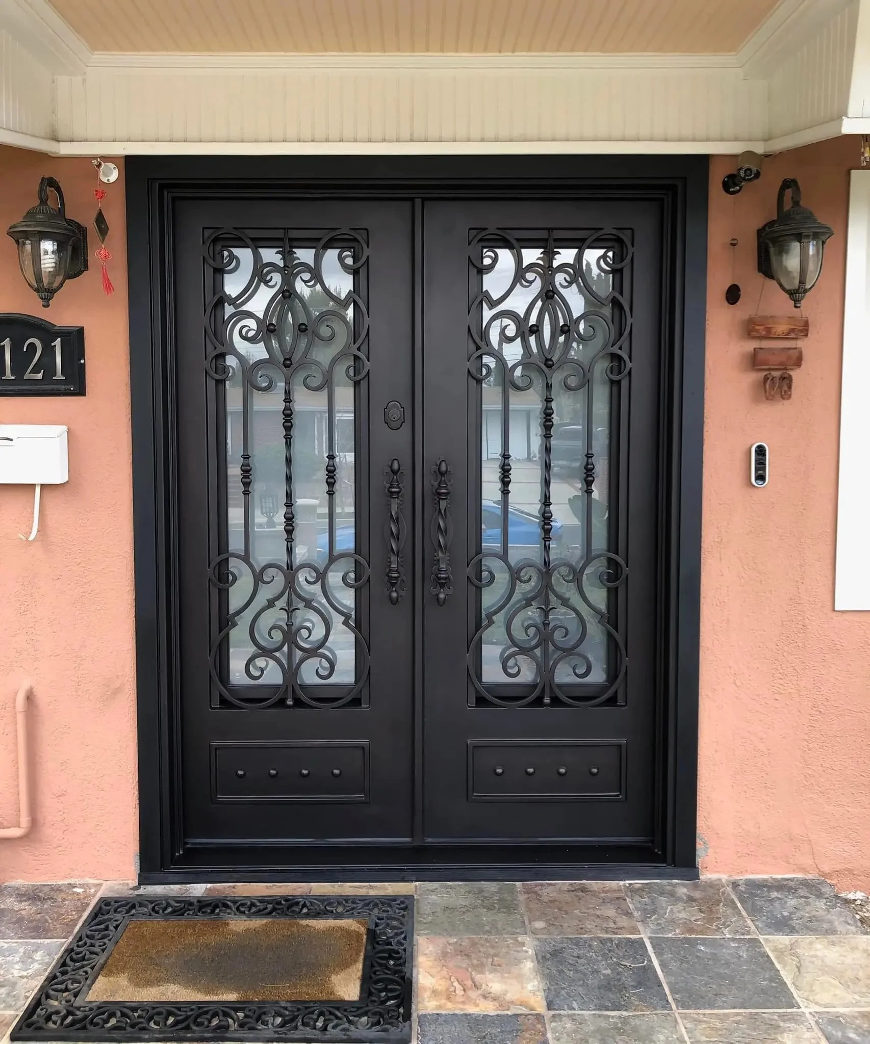 Entrance door iron front door gate design steel grill wrought iron door for home