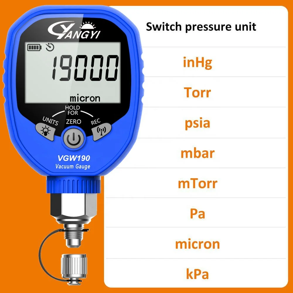 Wireless Bluetooth Digital Vacuum Gauge Electronic Vacuum Meter Refrigerant Pressure Gauge  VGW-190
