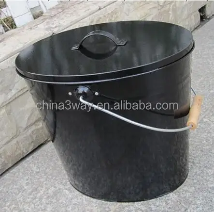 High Quality Galvanized Fireplace Ash Bin Metal Garden Charcoal Pail With Handle Fire Pit Tools