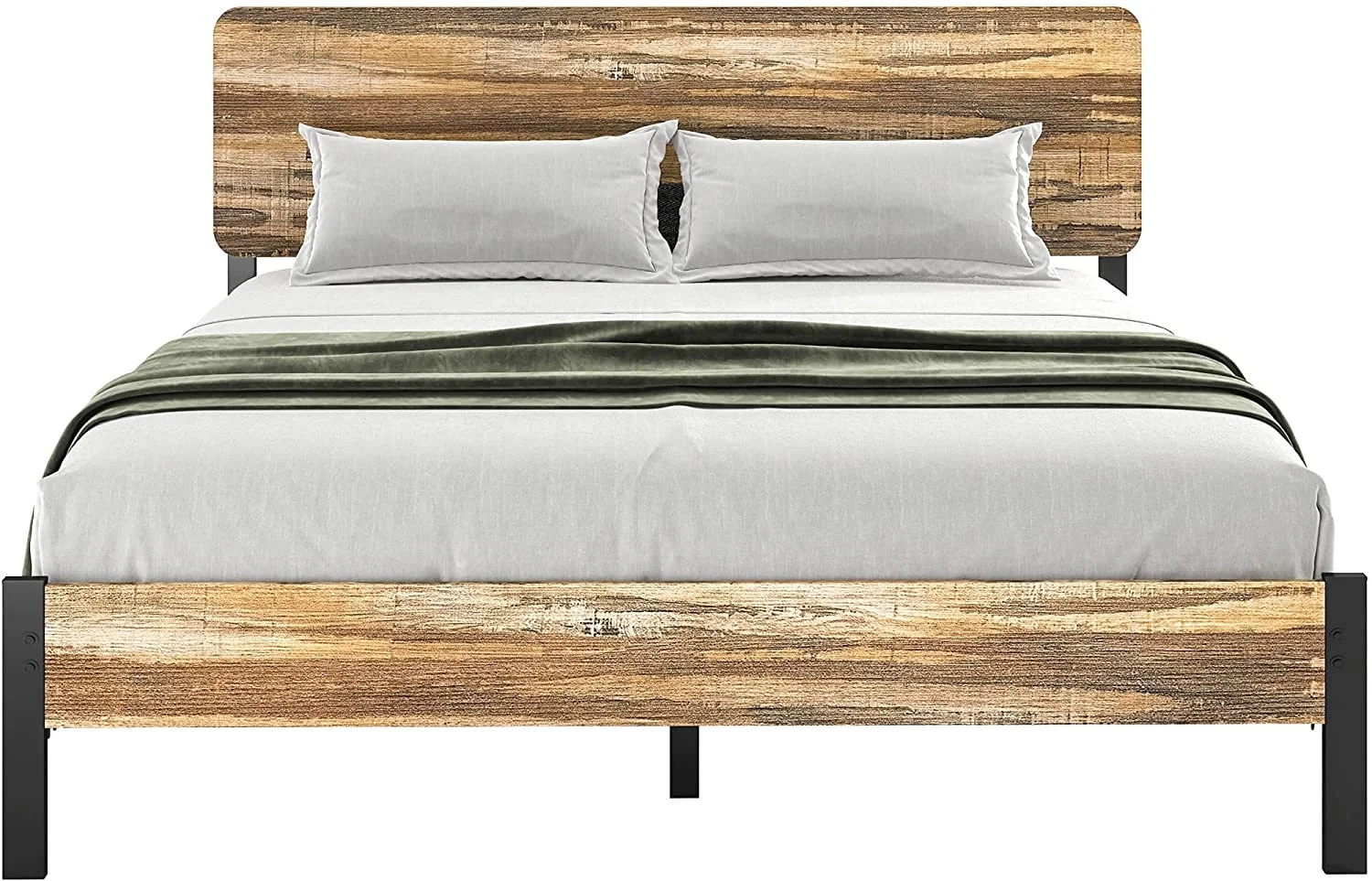 Wood Metal Bed Frame Queen Size Bed with King/Full/Queen/Twin Size