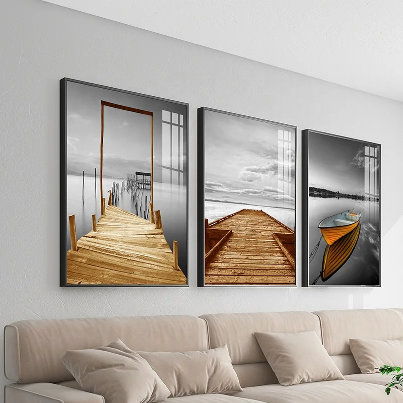 wall decorations for home crystal porcelain painting art glass seascape painting