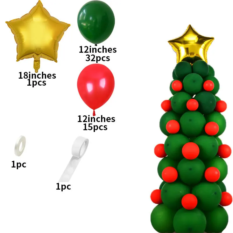 Best Selling Christmas Tree Ballon Column Balloon Set Pentagram Star Merry Christmas Mall Home Party Decoration Supplies