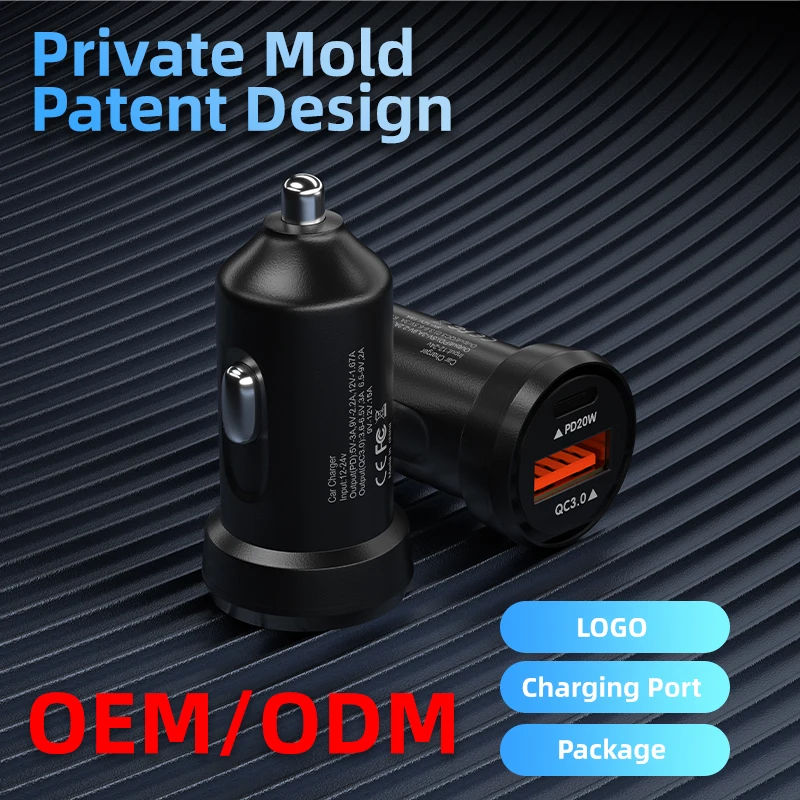 PD30W quick charing factory free sample 12V 24V customized universal type C ports fast mobile phone car power charger adapter