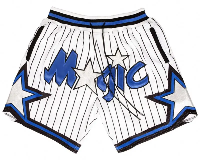 Wholesale Just Mens Don Throwback Basketball Shorts Hip Hop Magic Polyester Quick Dry Embroidery Mesh Sports Wear With Logo