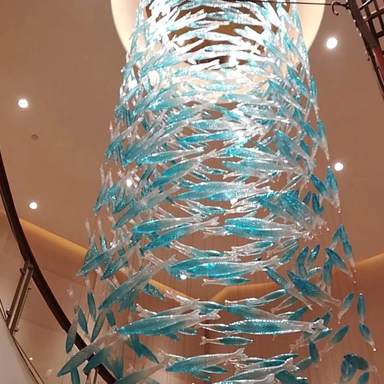 Nordic Style Hotel Hall Hanging Decorative Modern Indoor Lighting Led Pendant Lamp Glass Chandelier