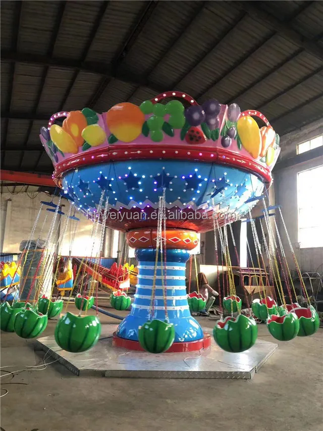 16 Seats Flying Chair Watermelon Swing Alloy Mini Carnival Fair Rides Kids Kindergarten Shopping Mall  Amusement Park