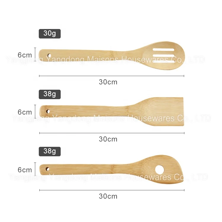 Maisons 7PCS Kitchen Accessories Spoons and Spatulas Set Bamboo Utensil with Holder