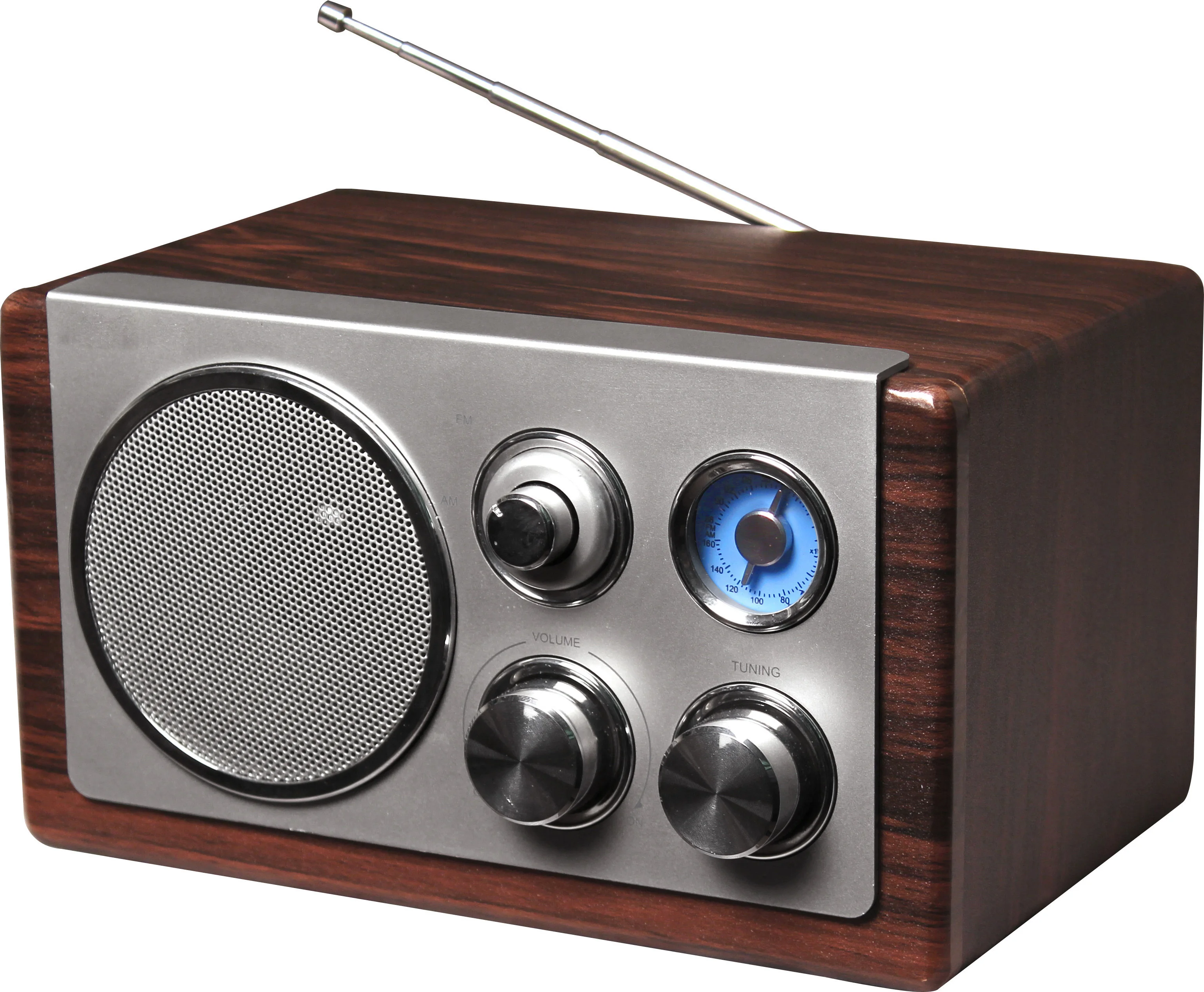 Newest retro vintage radio FM AM multi-band wooden wired internet radio speaker with telescopic antenna