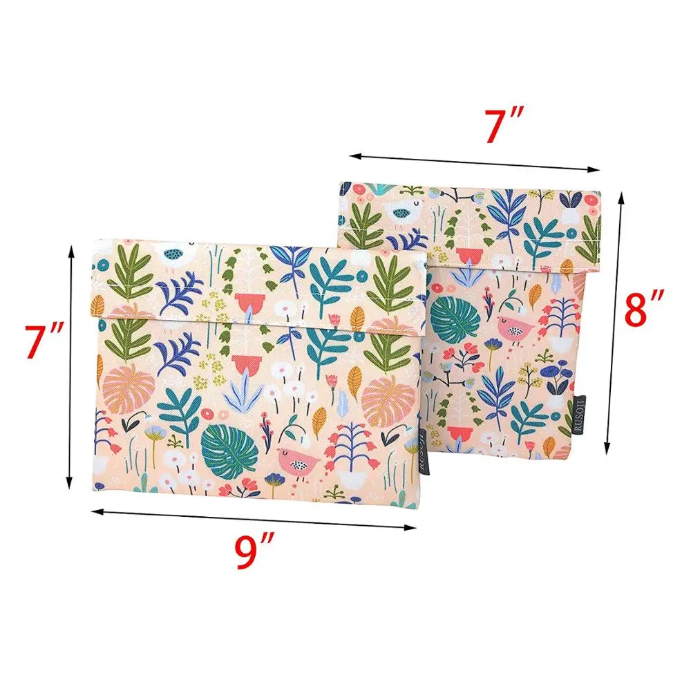 Small Reusable 100% Cotton Canvas Insulated Snack Sandwich Bread Bag  Cotton Canvas Small Insulated Snack Bag