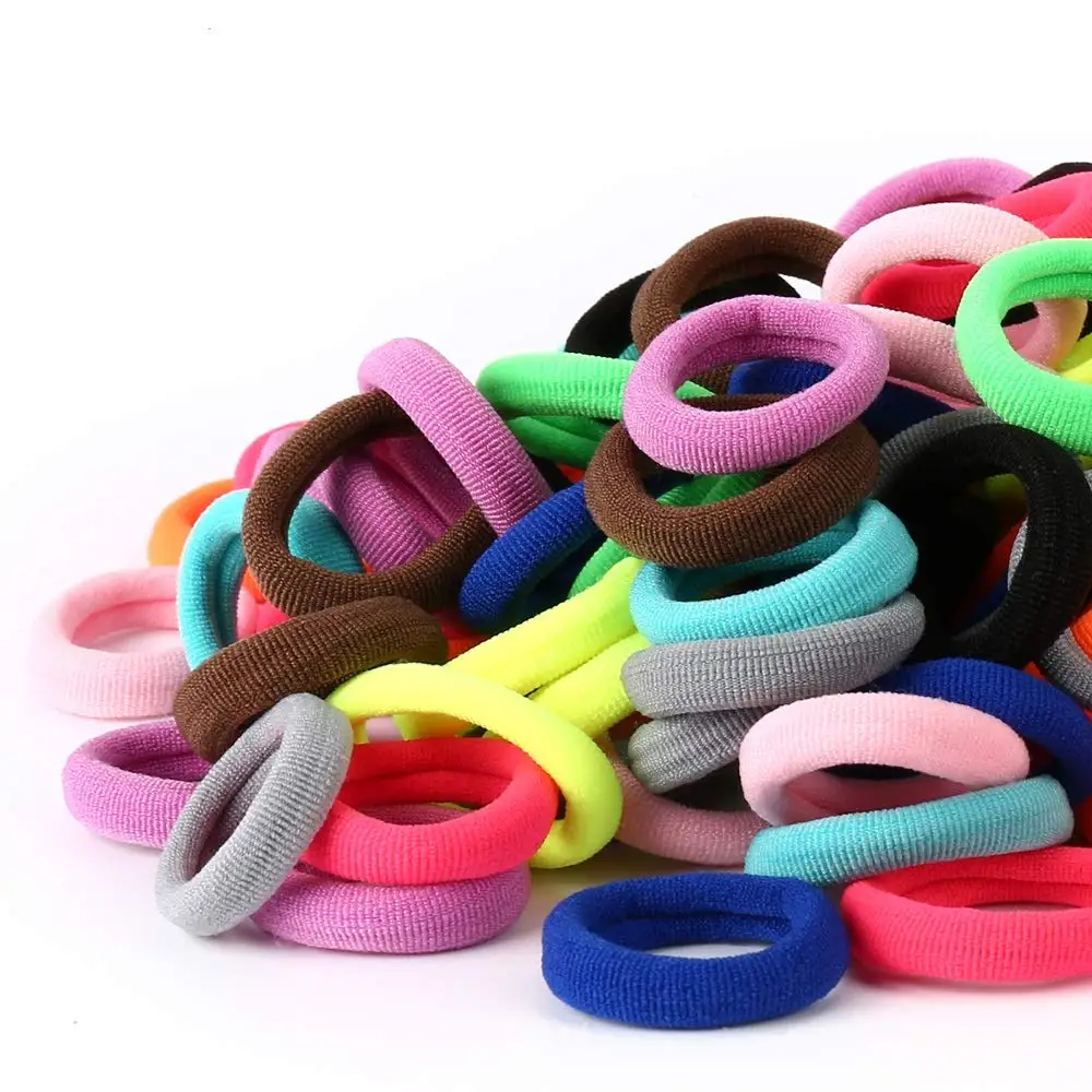 Vibrant Color 100 Mini Seamless Hair Bands Cotton Toddler Hair Ties for Girls and Kids