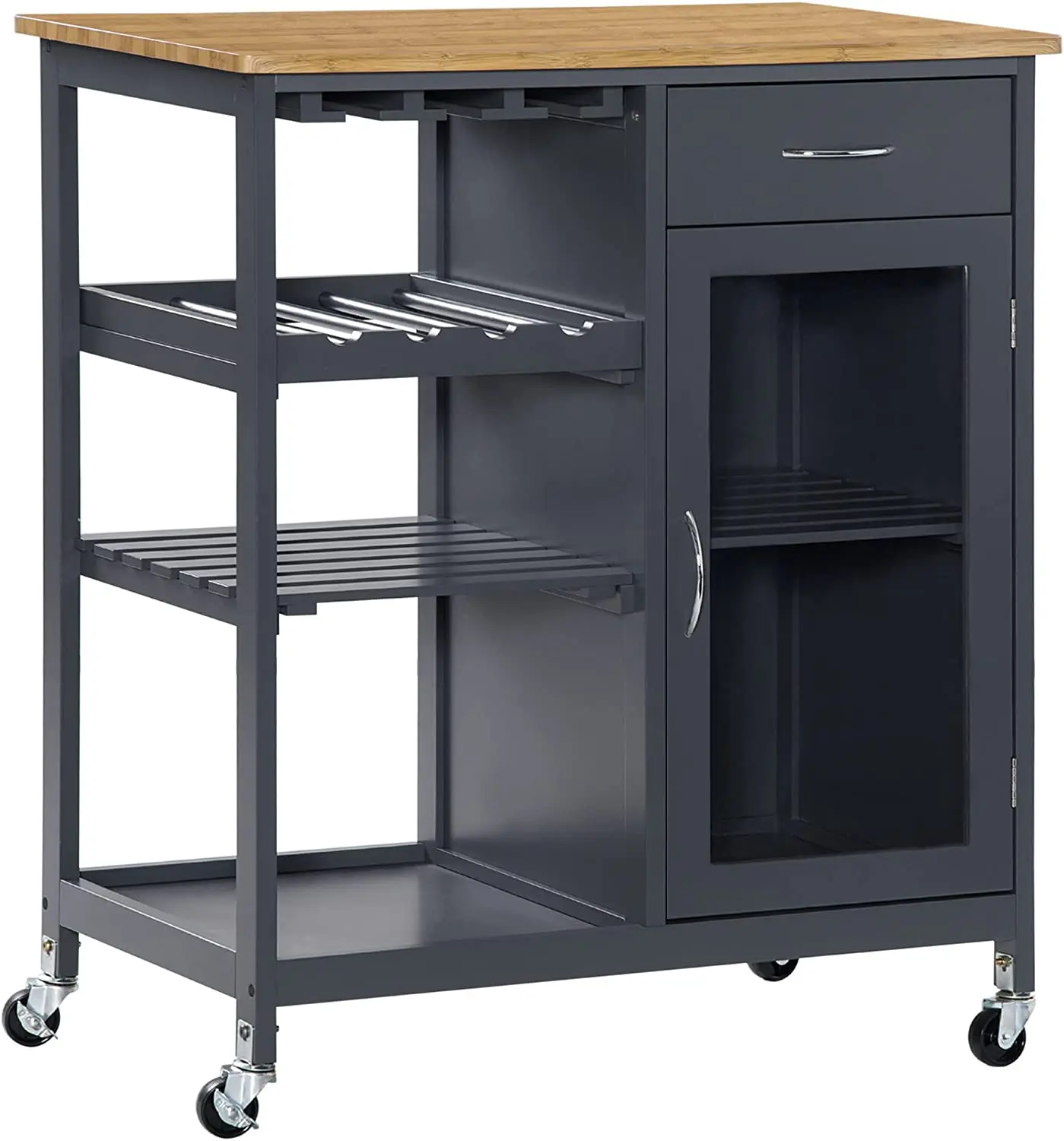 Black Kitchen Trolley Economical Wooden Dining Car Living Room Furniture Modern Wood PB Iron MDF Furniture
