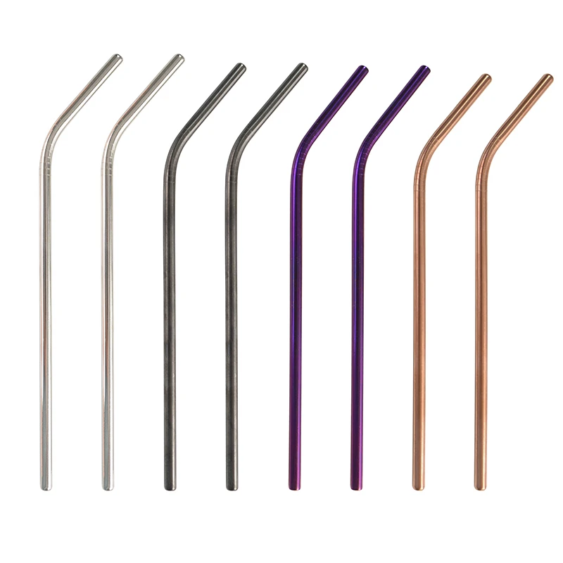 
304 stainless steel straw drinking metalColorful Silver Straw Set straight straw size 215*6mm 