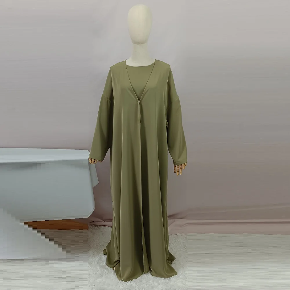 2pcs Long skirts turkey dubai long muslim arabic dresses woman caftan open abaya islamic clothing women