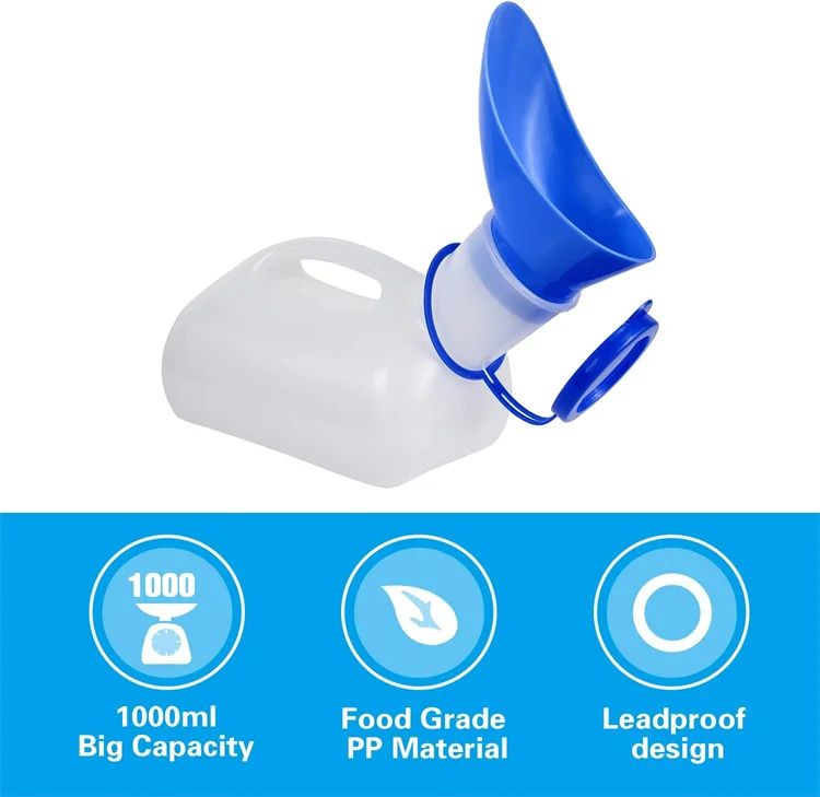1000ml  Camping Outdoor Travel Car Unisex Portable Urine Container Pee Urinal Bottles for Men Women